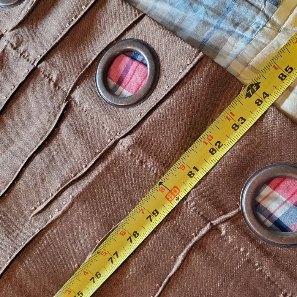 Mocha Brown Wavy Pleated Faux Silk‎ Grommet Curtain Panels Set of 2 54x84